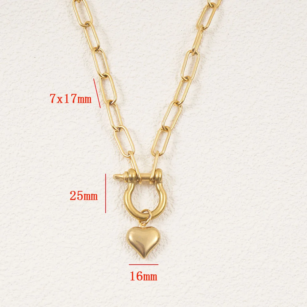 Stainless Steel Heart Necklace For Women Men Gold/Silver Color Metal Horseshoe Choker Heart Pendant Collar De Herradura