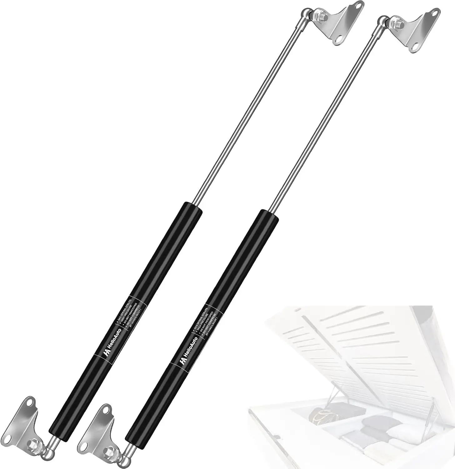 25 inch 100 lbs/445 N Gas Struts for Heavy Duty Lid, Gas Shocks with L-Type Mounts for Cover Basement Floor Door TV Cabinets RV