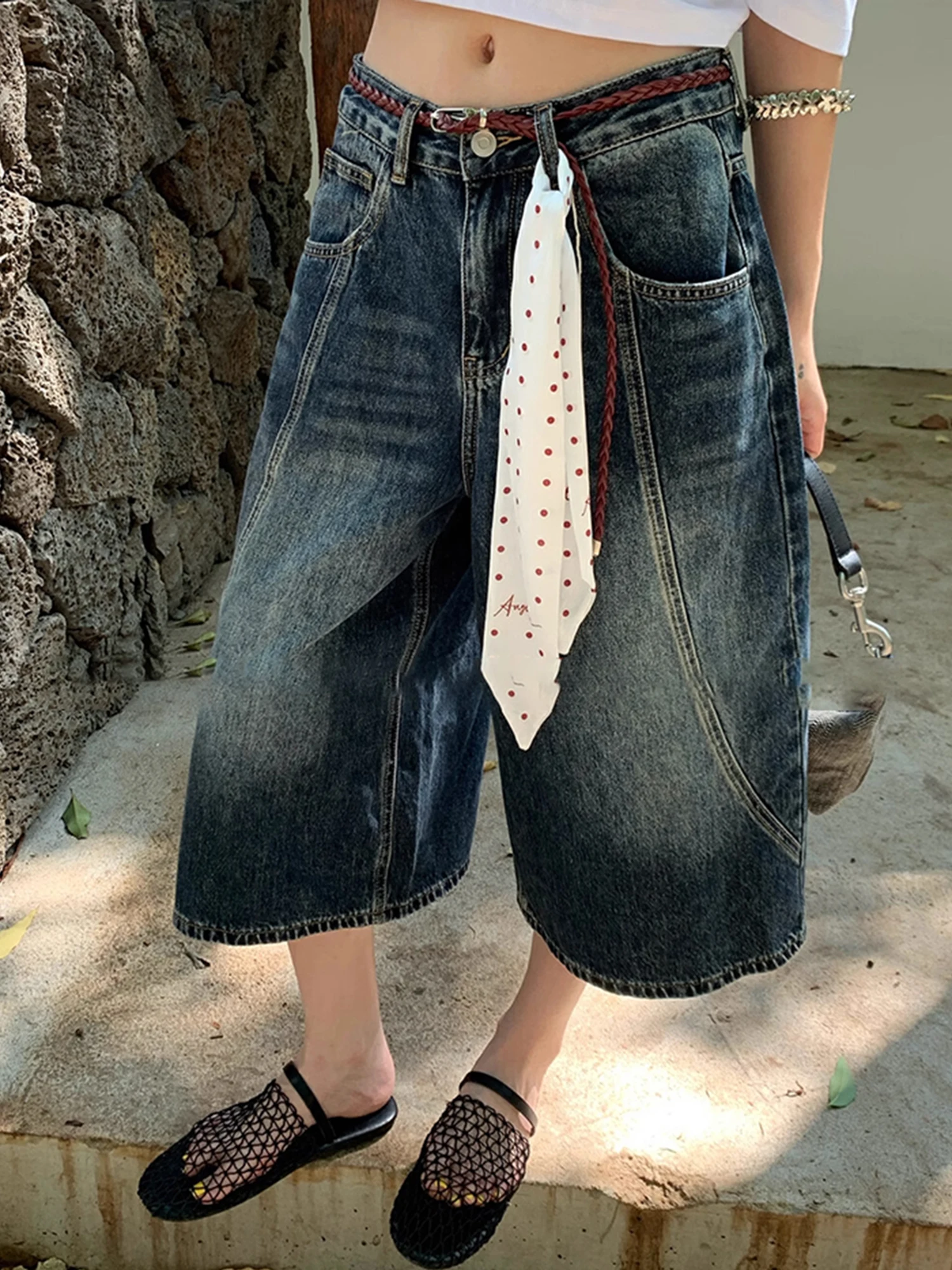 

Американские ретро-джинсы с высокой талией, свободные, женские, летние, широкие штанины, прямые, зауженные, стройнящие, цвет «Клен»