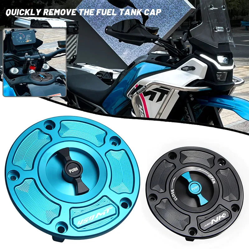Nuevo 2024 para CFMOTO 450MT 450 MT 450NK 450 NK 2025 cubierta de tanque de extracción rápida de aluminio modificado para motocicleta cubierta de gasolina