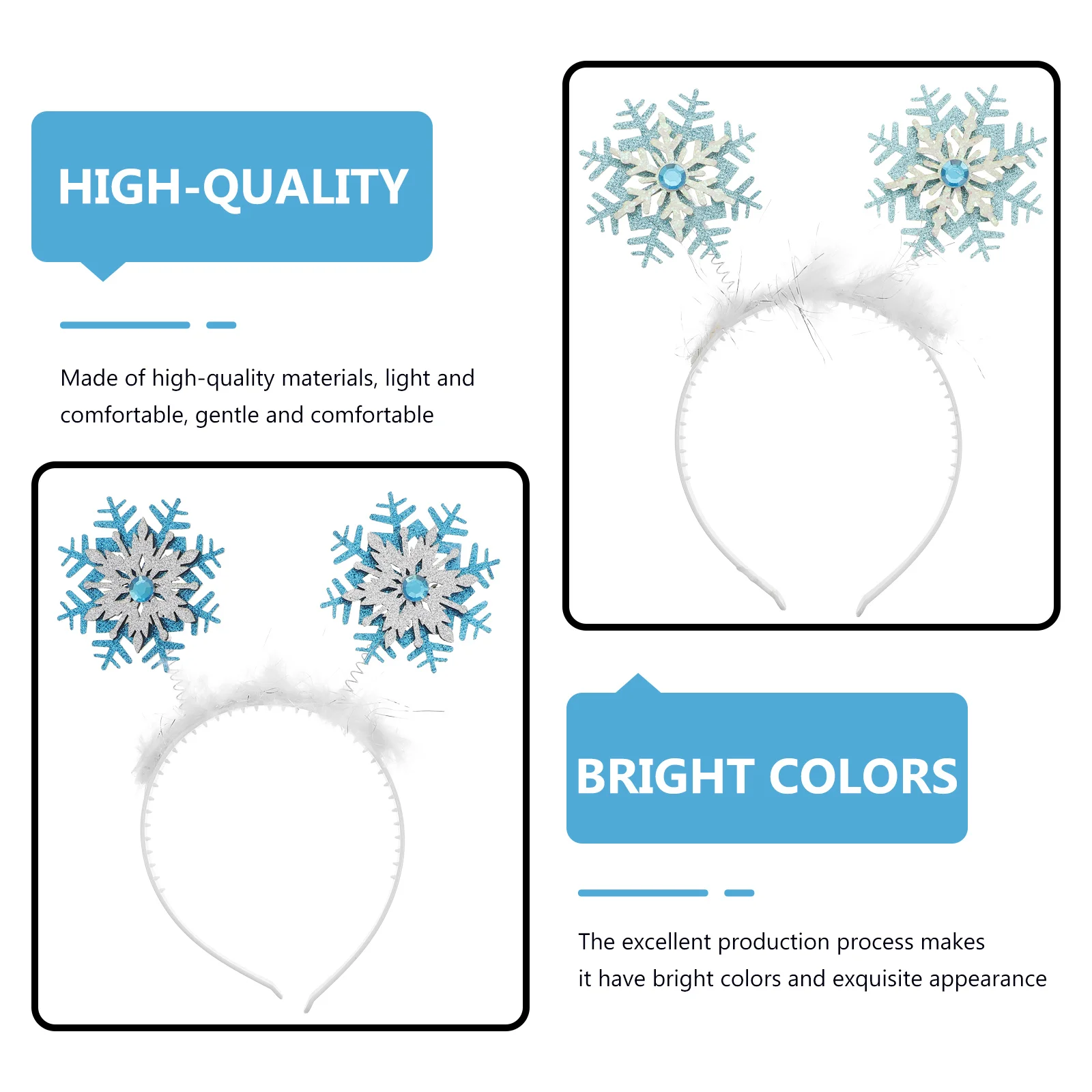

6pcs Snowflake Hoops Glitter Powder Headdress Christmas Hair Decoration Party Festival Costume Accessory Xmas Headwear