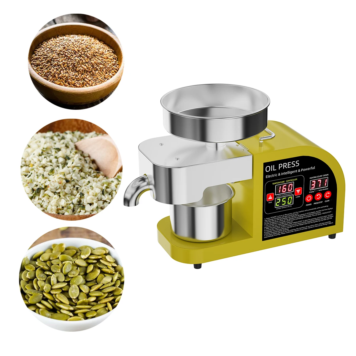 Commercial Oil Extraction Machine, Cold/Hot Press, Multi-Seed Compatible, CE Certified, Customizable & Fast Shipping