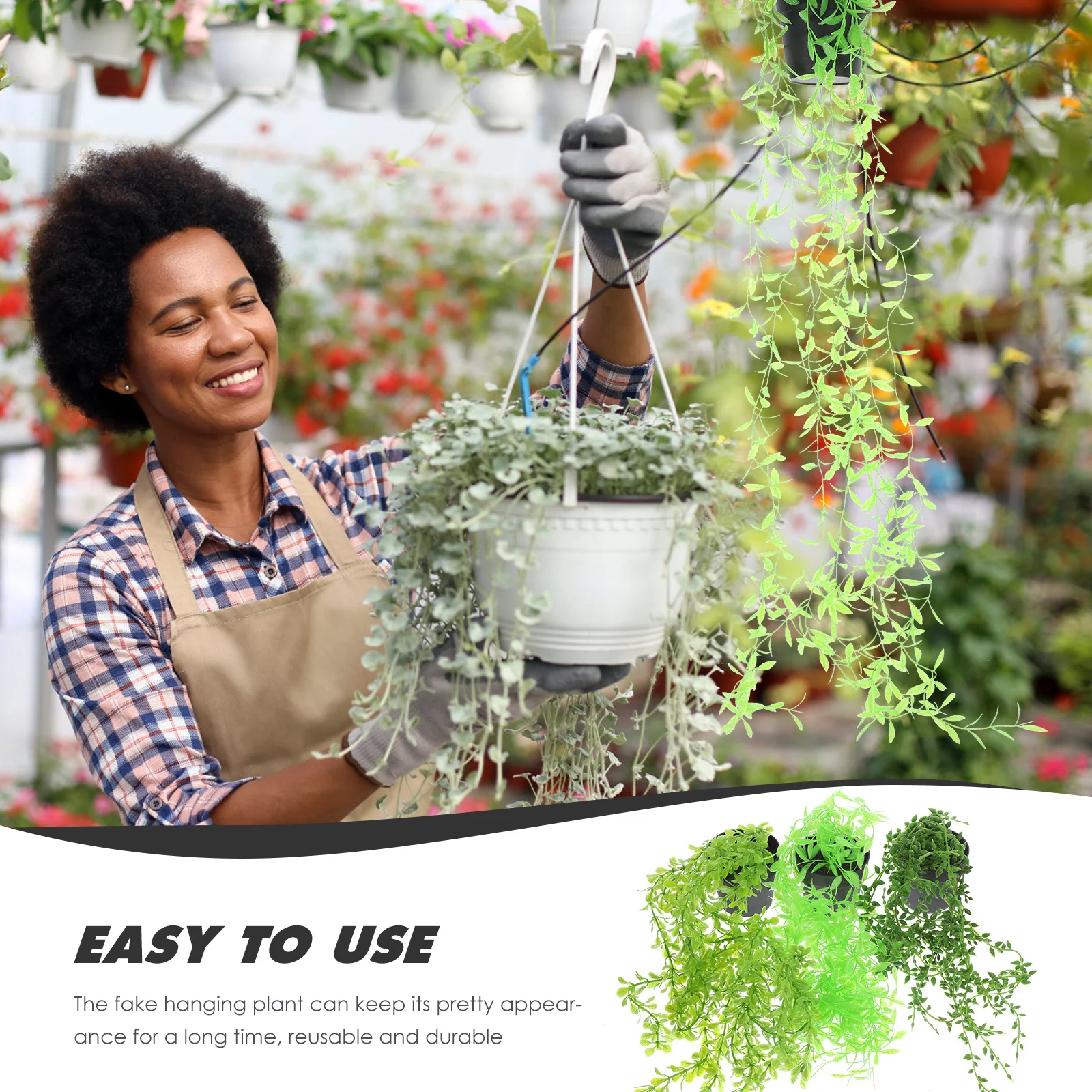 

3Pcs Artificial Hanging Vine Plants Realistic Fake Potted Hanging Plants Decorative Indoor Outdoor Home Wedding Garden Decors