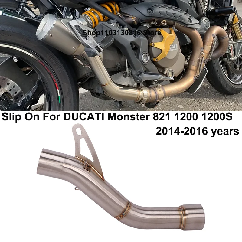 

Слипоны для DUCATI Monster 821 1200 1200S 2014-2020, Модифицированная выхлопная труба среднего звена для мотоциклов, 51 мм