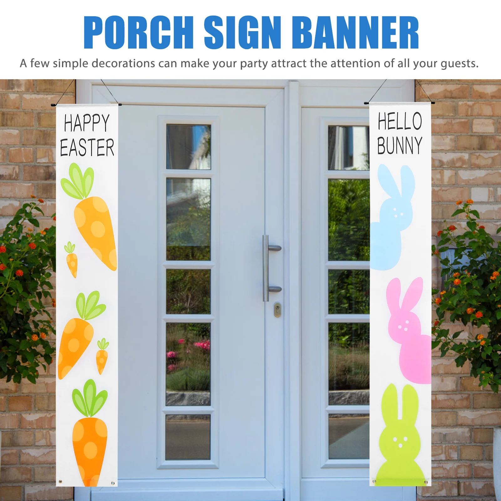 

1Pair Easter Door Decoration Banner Foldable Storage Transportation Material Washable Tear-Resistant Perfect Workmanship