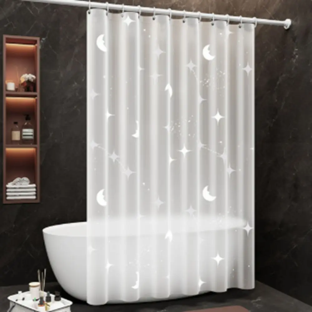 Durable EVA Waterproof Shower Curtain Mold-proof Translucent Bath Curtain No Drilling Thick Privacy Curtain Bathtub