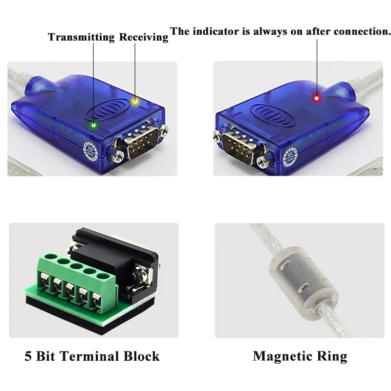 UOTEK 4.9Ft USB to RS232 RS485 RS422 Converter USB-A RS-232 RS-485 RS-422 Cable Serial DB9 Connector Full Half Duplex UT-8890