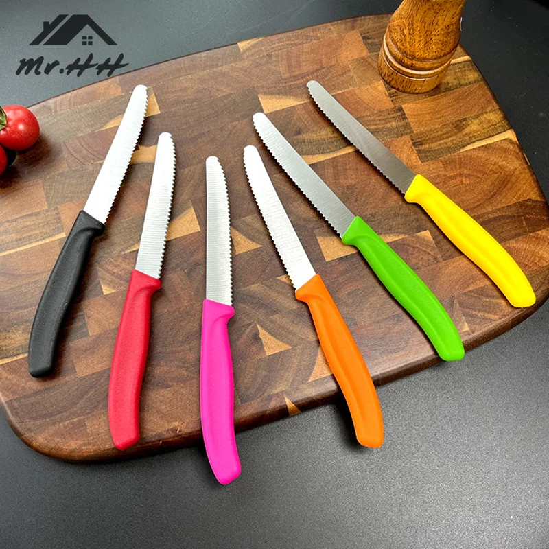 Western-Steakmesser aus Edelstahl 6, scharfe gezahnte Utility-Küchenfruchtmesser für Küchenhotels und Restaurants