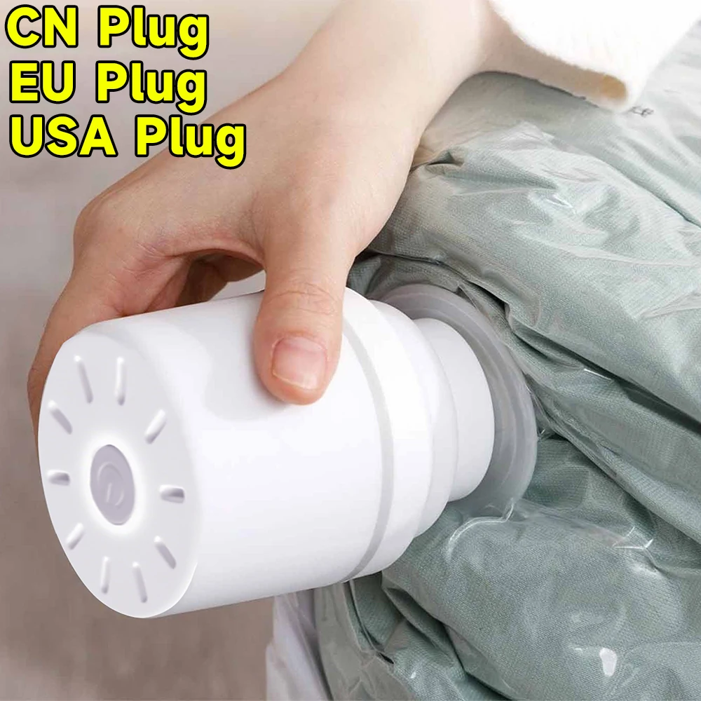 Bomba de vacío eléctrica con enchufe UE/EE. UU./CN, extracción de aire de alta eficiencia para ropa de compresión, edredones, bolsa de almacenamiento de viaje portátil