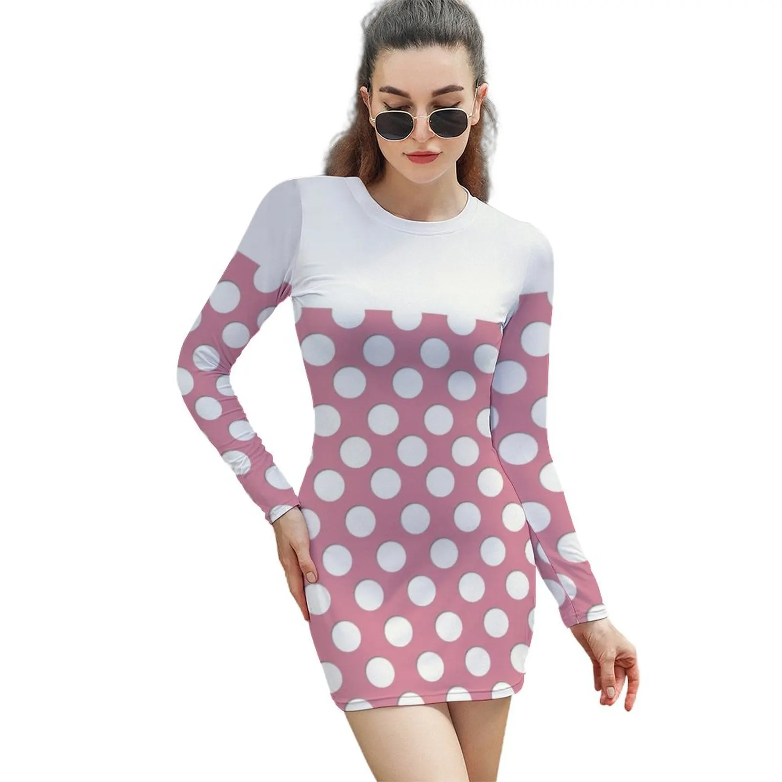 

Cute Polka Dots Long-Sleeved Sheath Dress Evening dresses Women long dress