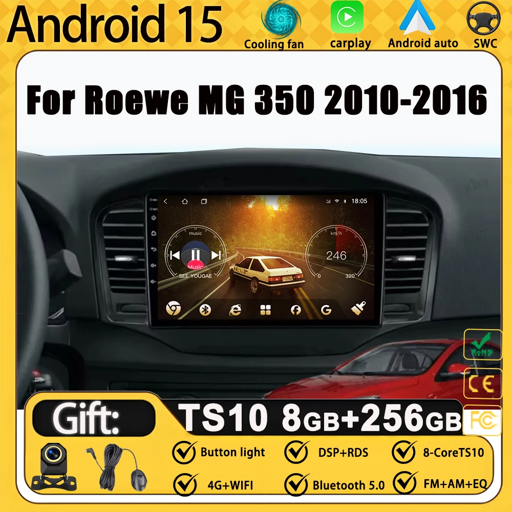 Android 15 для Roewe MG 350 2010-2016 Автомобильный радиоплеер Беспроводной Android Auto Bluetooth Mirror Link без 2din DVD 8 Core Android 15 для Roewe MG 350 2010-2016 Автомобильный радиоплеер Беспроводной Android Auto Bluetooth Mirror Link без 2din DVD 8 Core