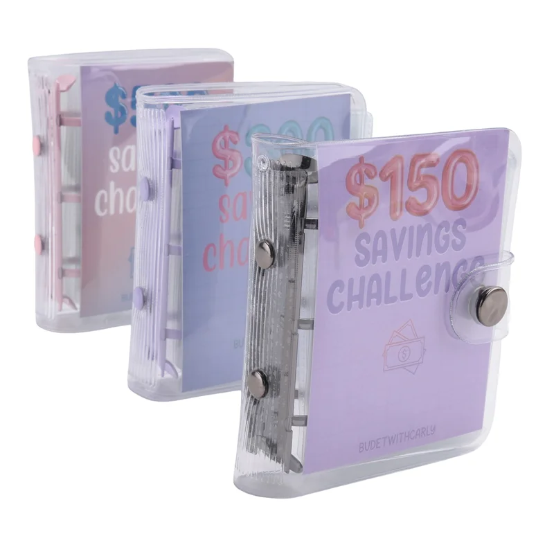 3 PCS Mini Binder Savings Challenge 150/300/500 Saving Money Budgets As Shown Cash Envelope Wallet Budget Binder Notebook Budget