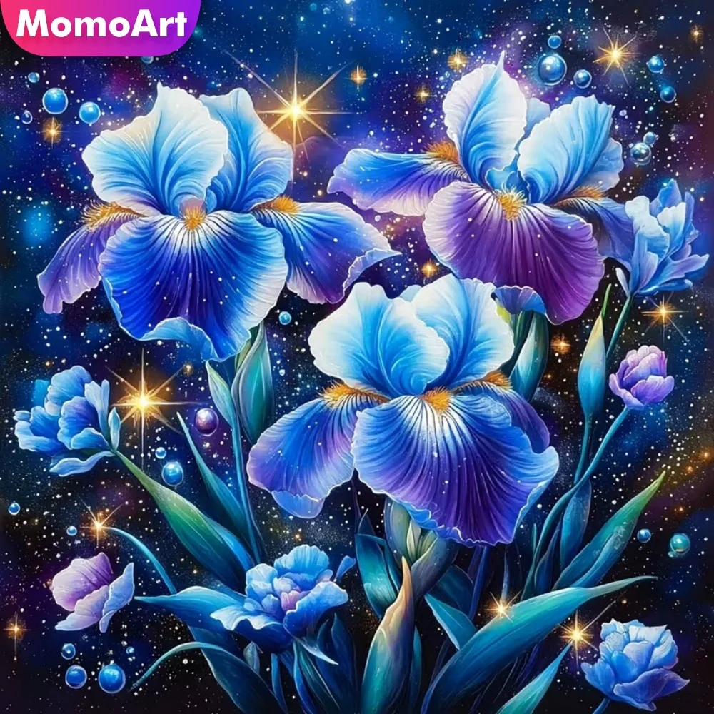 Momoart 5D Diamant-Mosaik Iris-Blumen-Bild Strass DIY Diamantmalerei Geeignet für Anfänger Stickerei Urlaubsgeschenke