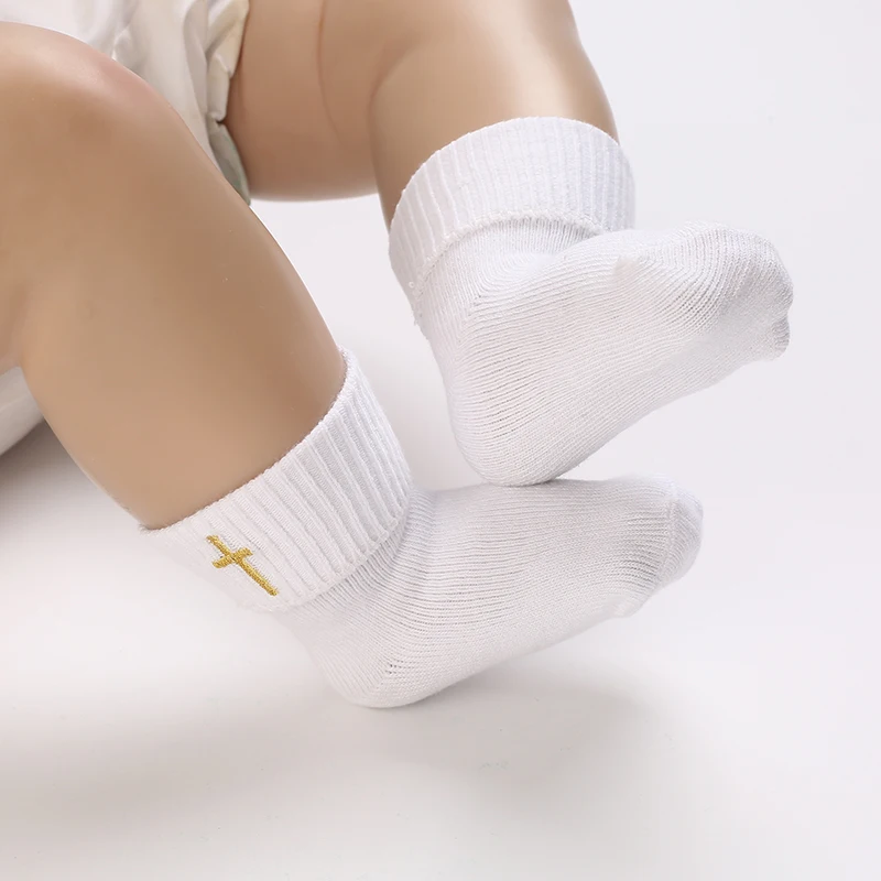 Chaussettes de baptême souples en coton pour bébé, nouveau, blanc, faillite, nourrisson, tout-petits, 0-18 mois, 4 paires