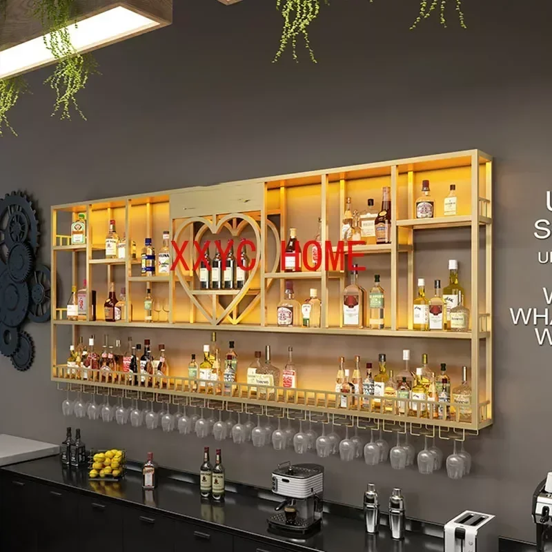 Shelf Hanging Wine Cabinets Modern Industrial Club Whisky Bar Cabinets Liquor Display Metalic Botellero Vino Liquor Furniture