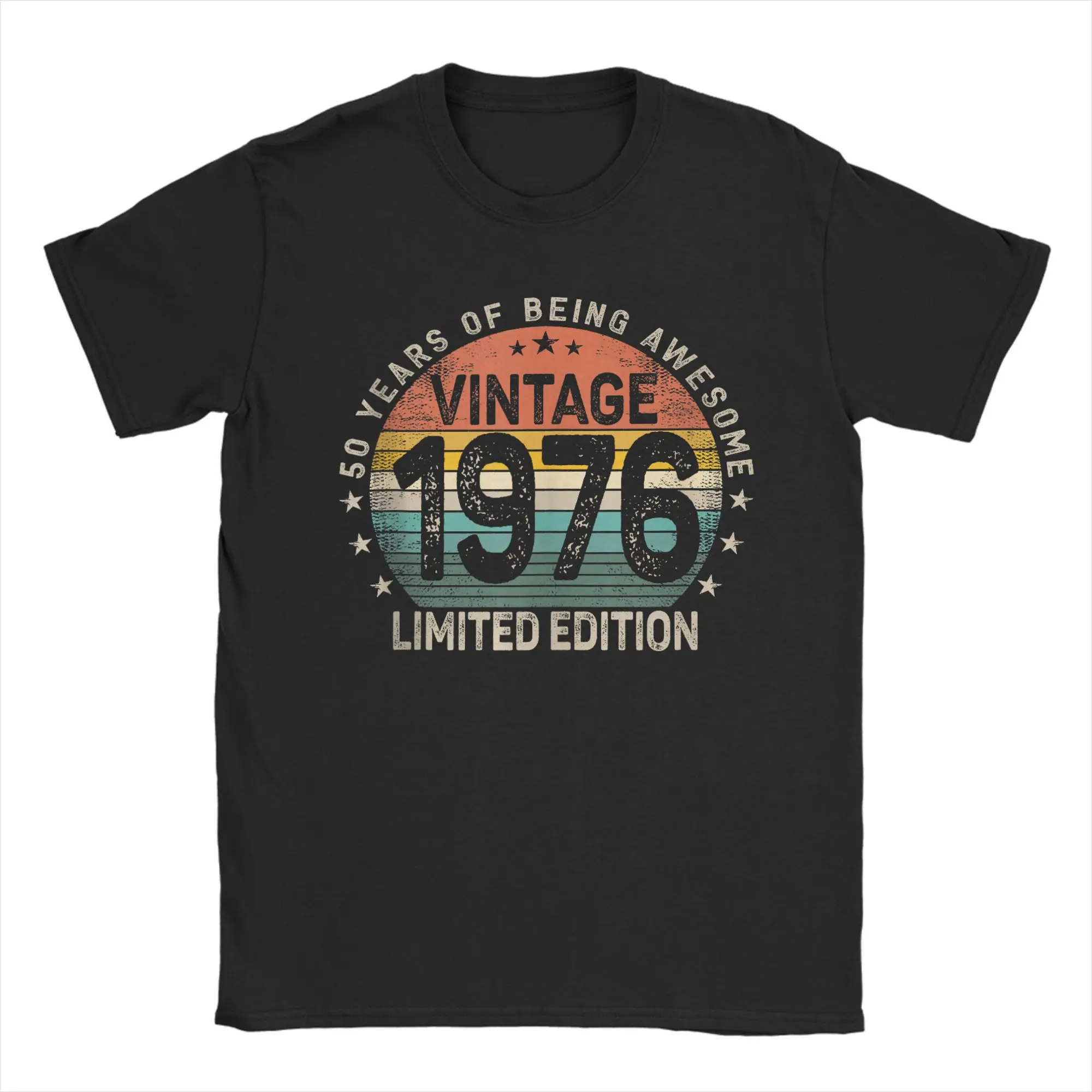 

50 Years Old 1976 Vintage 50th Birthday Men's T Shirts Awesome Tee Shirt Short Sleeve Round Collar T-Shirts Cotton Adult Tops