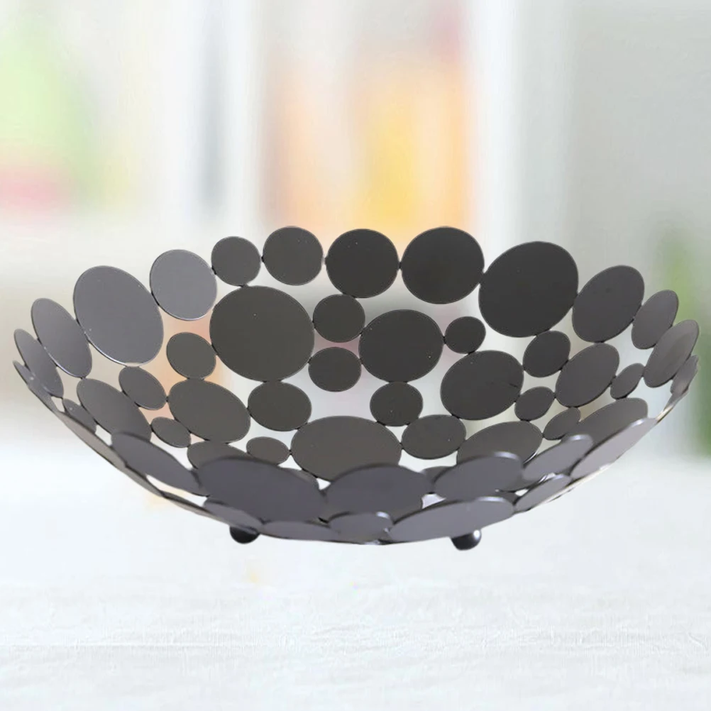 

Elegant Iron Fruit Basket Countertop Dish Vegetable Holder Round Hollow Gold Plated Kitchen Food Basket Petals Shaped