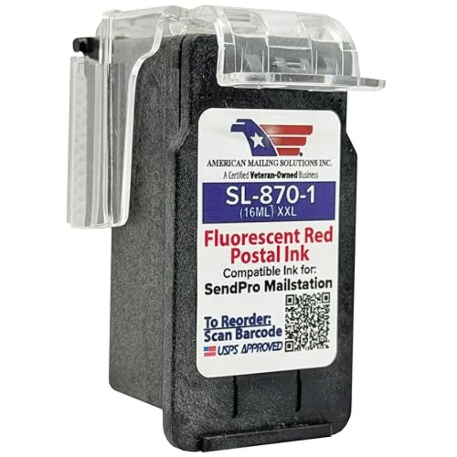 

1-Pack PB SL-870-1 Red Fluorescent Ink Cartridge Replacement for the PB SendPro Mailstation Series Postage Meter CSD1 USPS-Appr