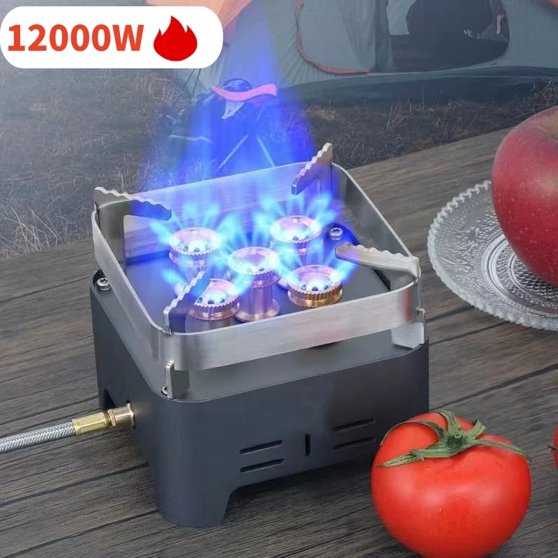 

5-Core Camping Gas Burner 12000W Strong Fire Power Outdoor Stove Hiking Picnic BBQ Barbecue Cookware Portable Tourist Gas Stove