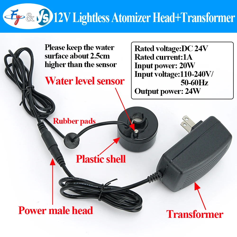 DC 24V Ultrasonic Mist Maker Fogger Water Fountain Pond Atomizer Head Air Humidifier For Fish Tank Landscape Decoration