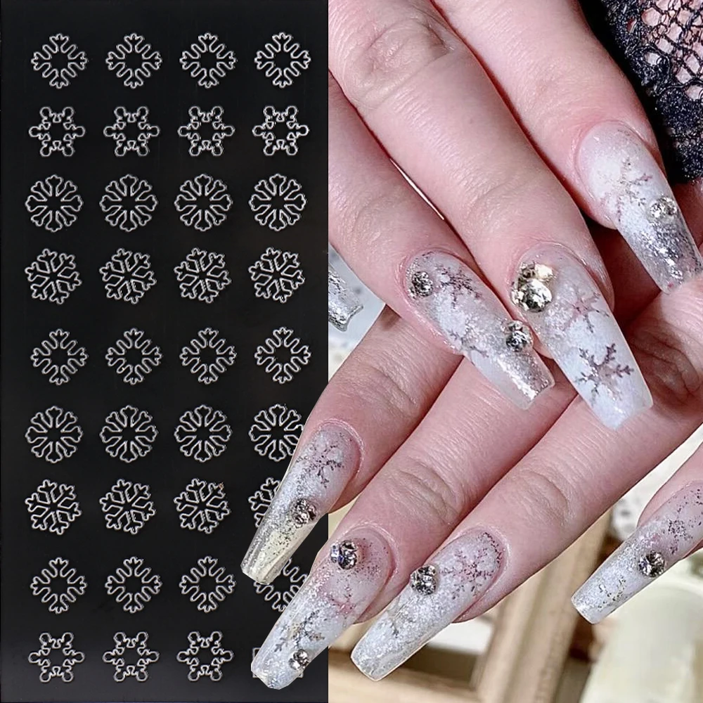 Airbrush Stencil For Nails Winter Snowflake Snow Tree Christmas Decors Hollow Nail Stickers Airbrush French Manicure Tips GLPHT