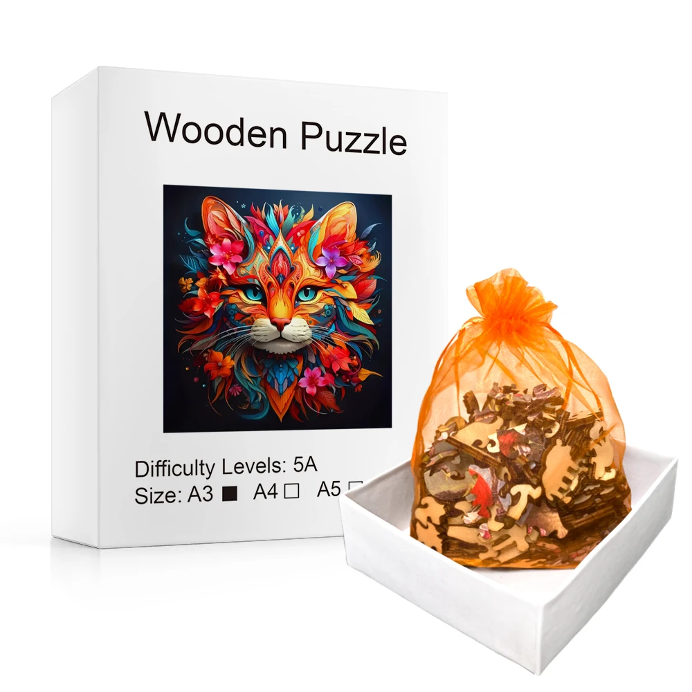 Beautiful Decorative Cat Like Flowers - Wooden Puzzle for Advanced Players - Creative Gifts of Various Special Shapes Adult Gift