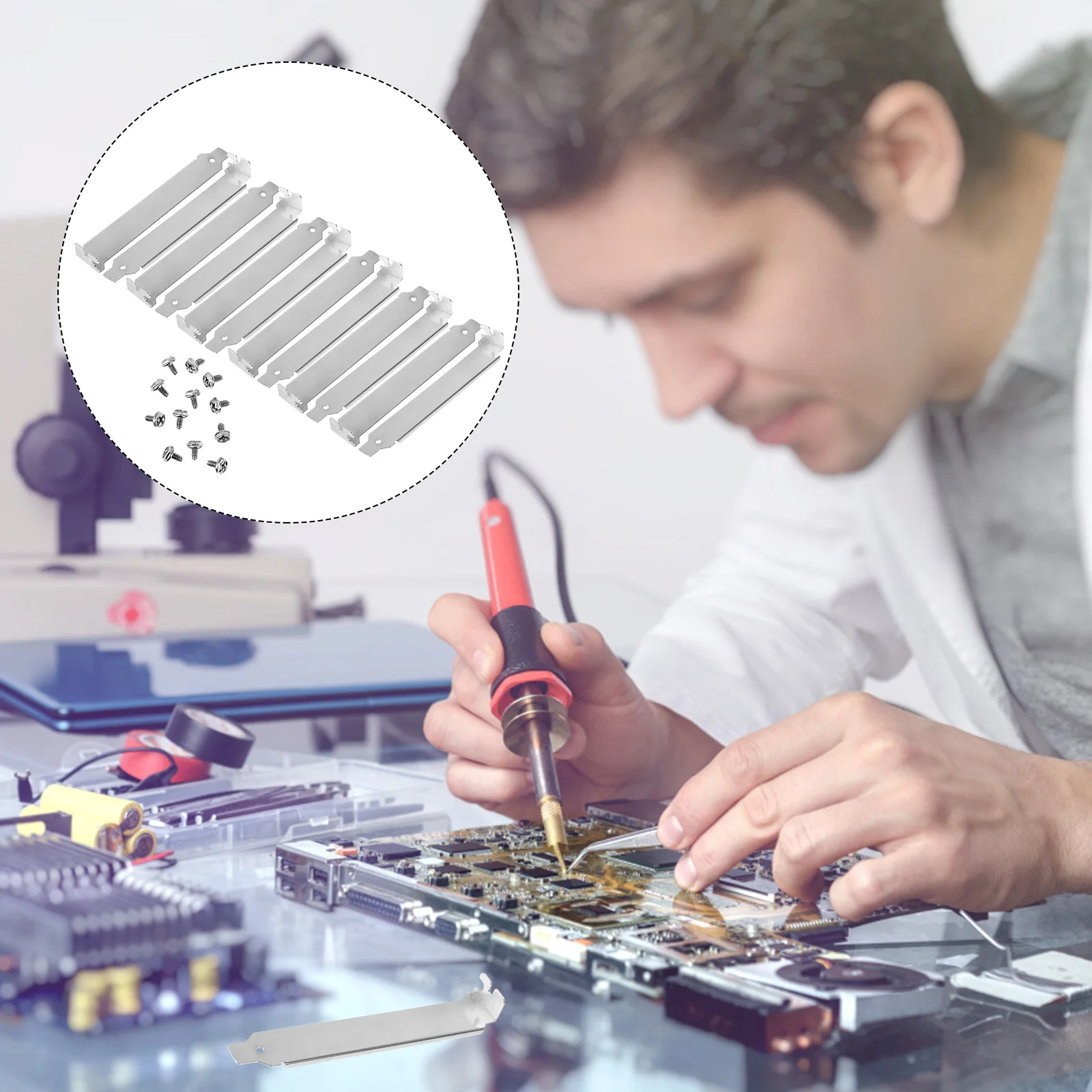 12 Pcs Double Pci Slot Cover Blank Bracket with Screws Board Plate Silver Iron Computer Case Covers