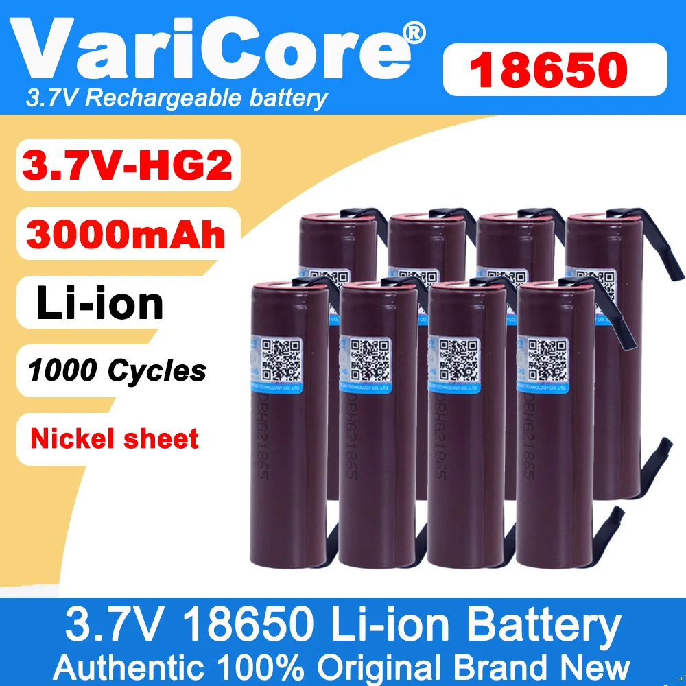 

Wholesale VariCore HG2 18650 3000mAh Lithium Rechargeable battery 3.6V discharge batteries 3.7v Power DIY Nickel