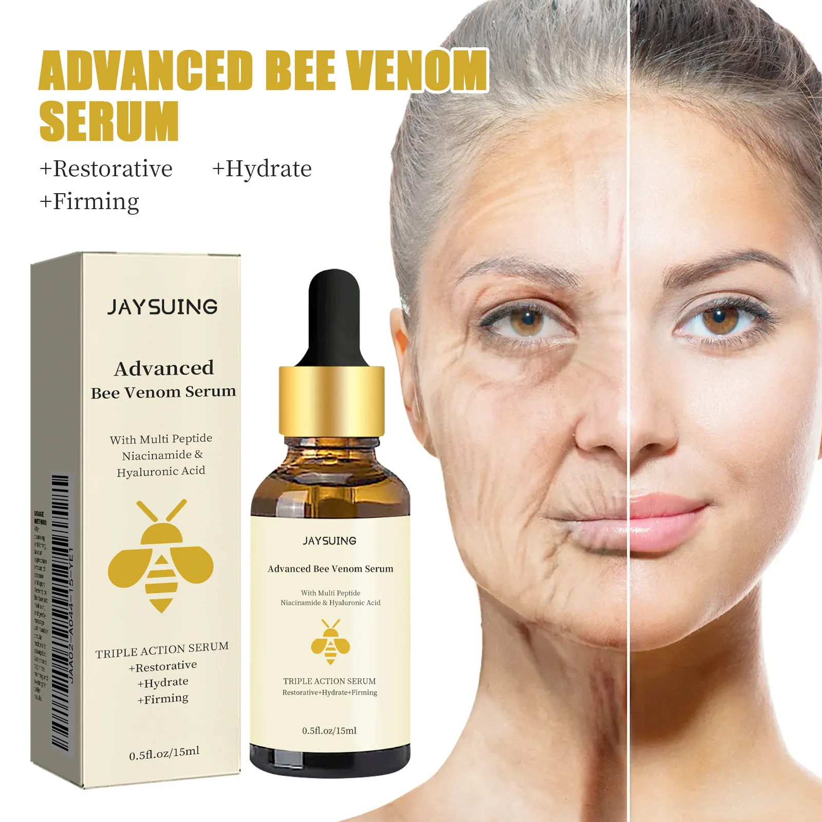 Bee Venom Anti Wrinkle Essence Anti-aging Polypeptide Hyaluronic Acid Essence Can Repair Moisturize and Tighten Facial Skin