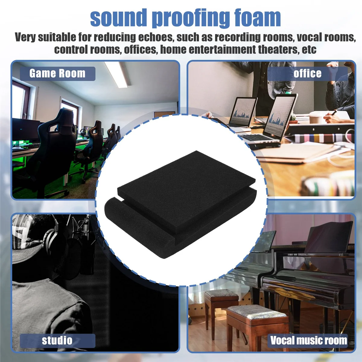 高密度スタジオモニターフォーム、断熱パッド、モニタースタンド、スピーカーベース、28x19x4cm、リッチ