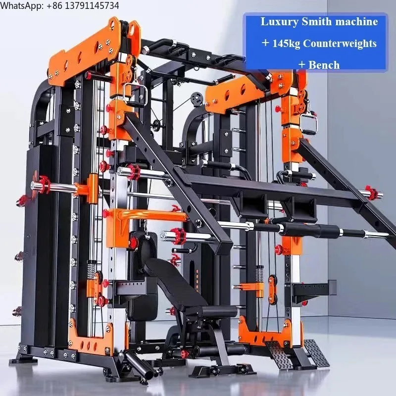 Upgraded Multi-Functional  Fitness Rack+140kg Counterweight+Fitness Chair, Door To Door,