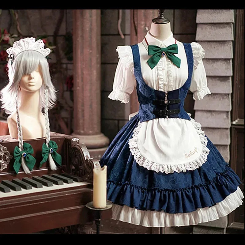 

2024 Izayoi Sakuya Maid Dress Anime Touhou Project Cosplay Costume Women High Quality Activity Role Play Clothing Sizes S-XL New