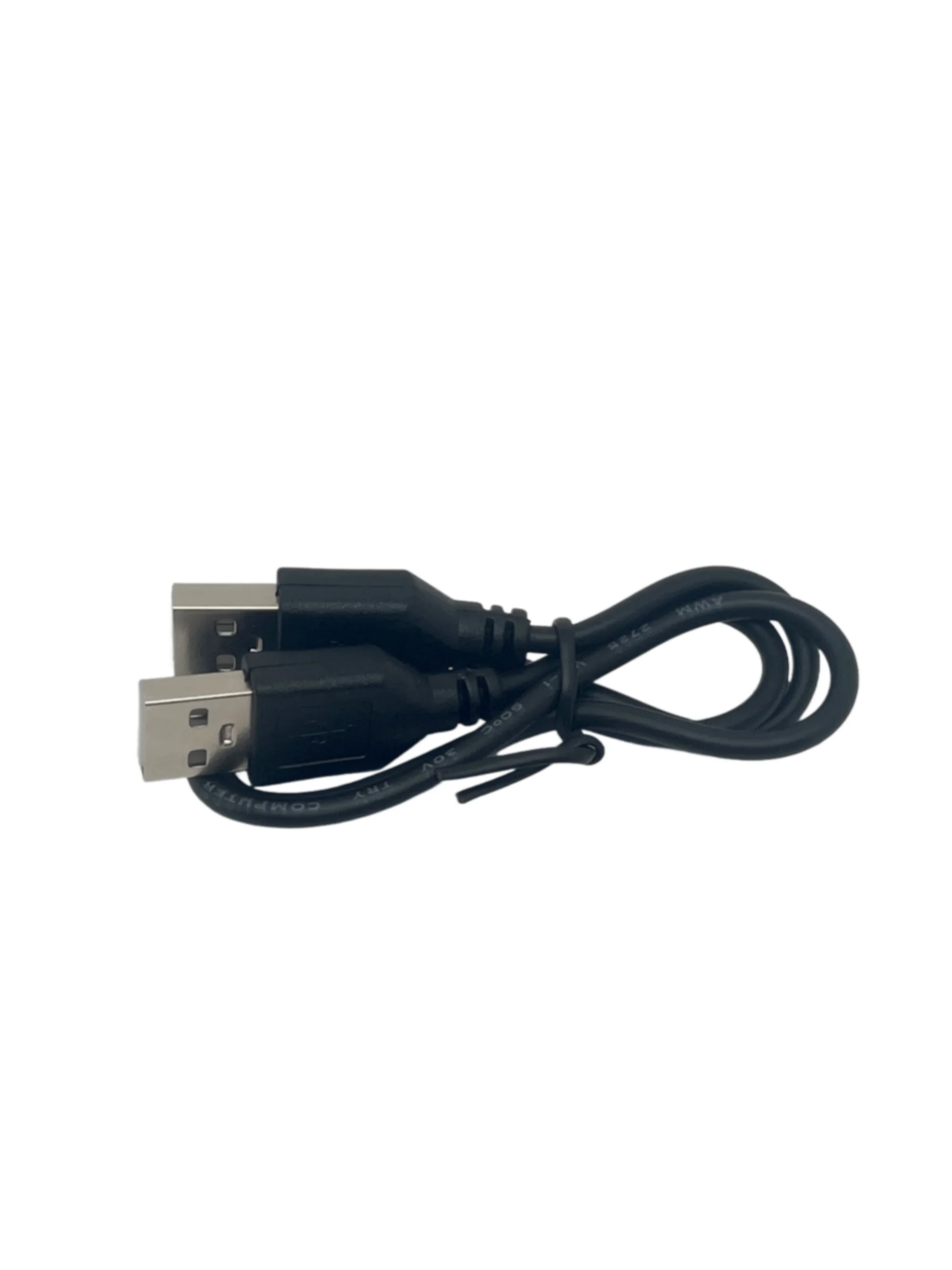 Cable de alimentación y datos con conectores macho USB 2.0 de doble extremo (A a A), con longitudes opcionales de 0,5 metros o 1,2 metros.