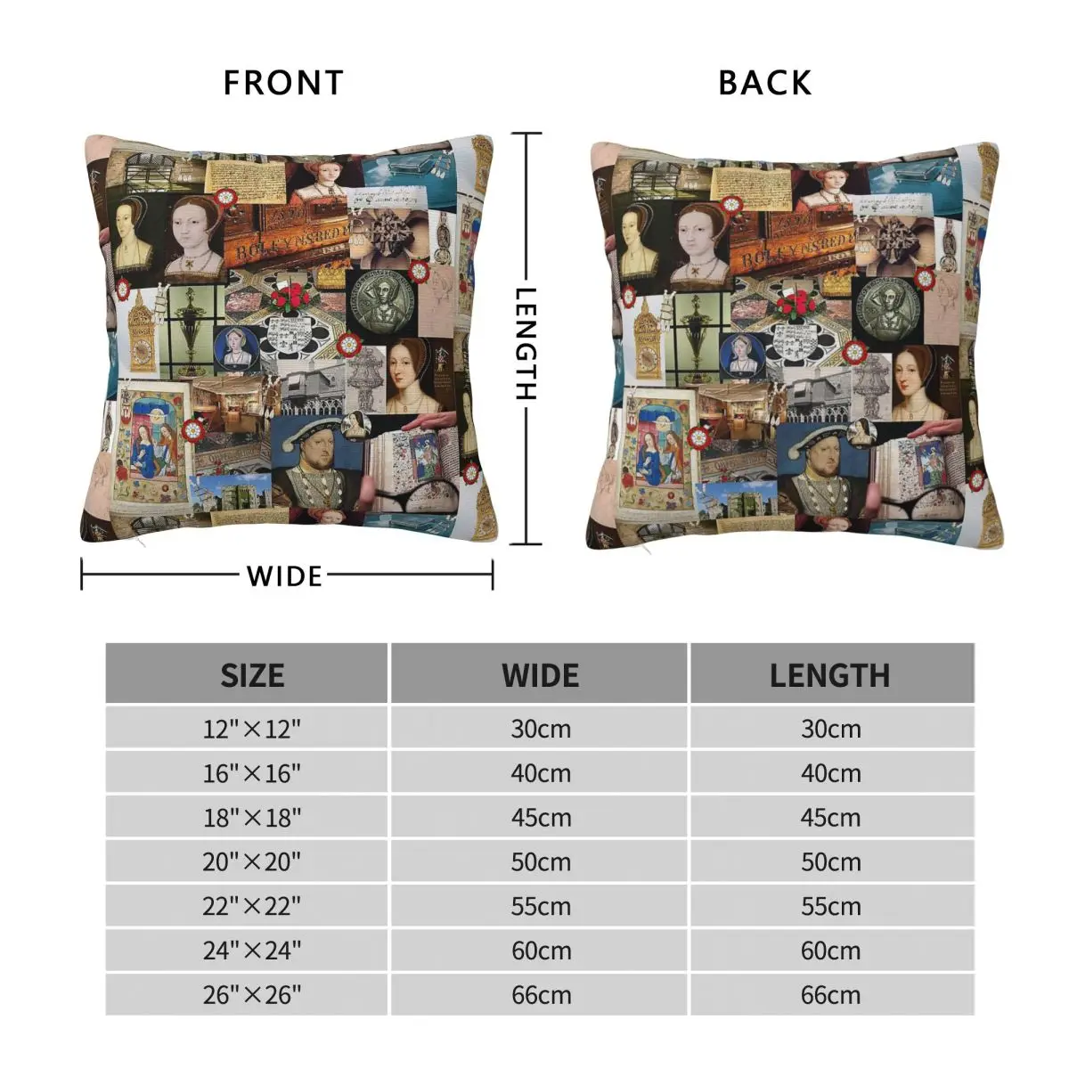 Anne Boleyn Collage Square Pillowcase Polyester Linen Velvet Creative Zip Decor Sofa Seater Cushion Cover