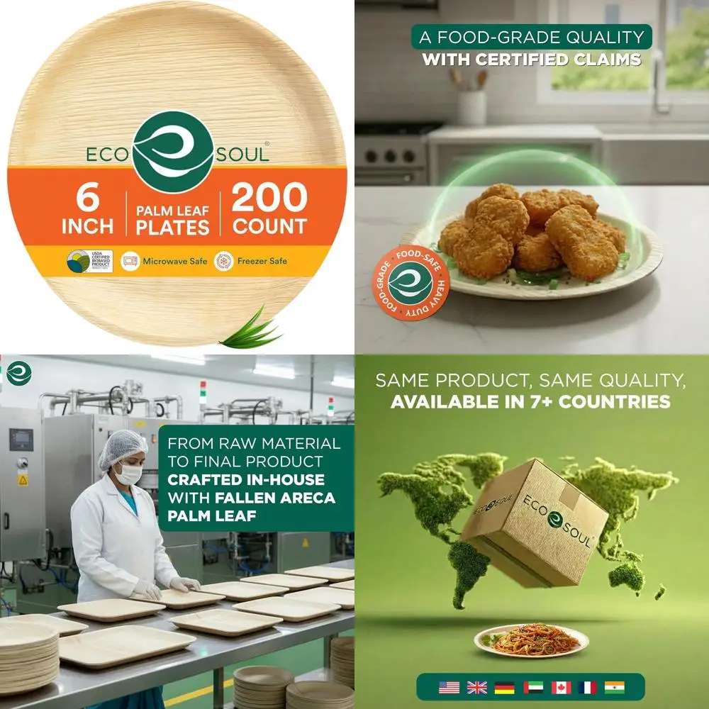 

Компостируемые тарелки под бамбук, 6 дюймов, 200 штук, одноразовая посуда для вечеринок, свадеб и кейтеринга