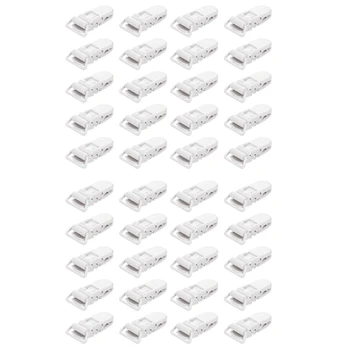 Baby t-forma plástico chupeta clipes, 40pcs, cor branca, porta-crachá, estilo manequim