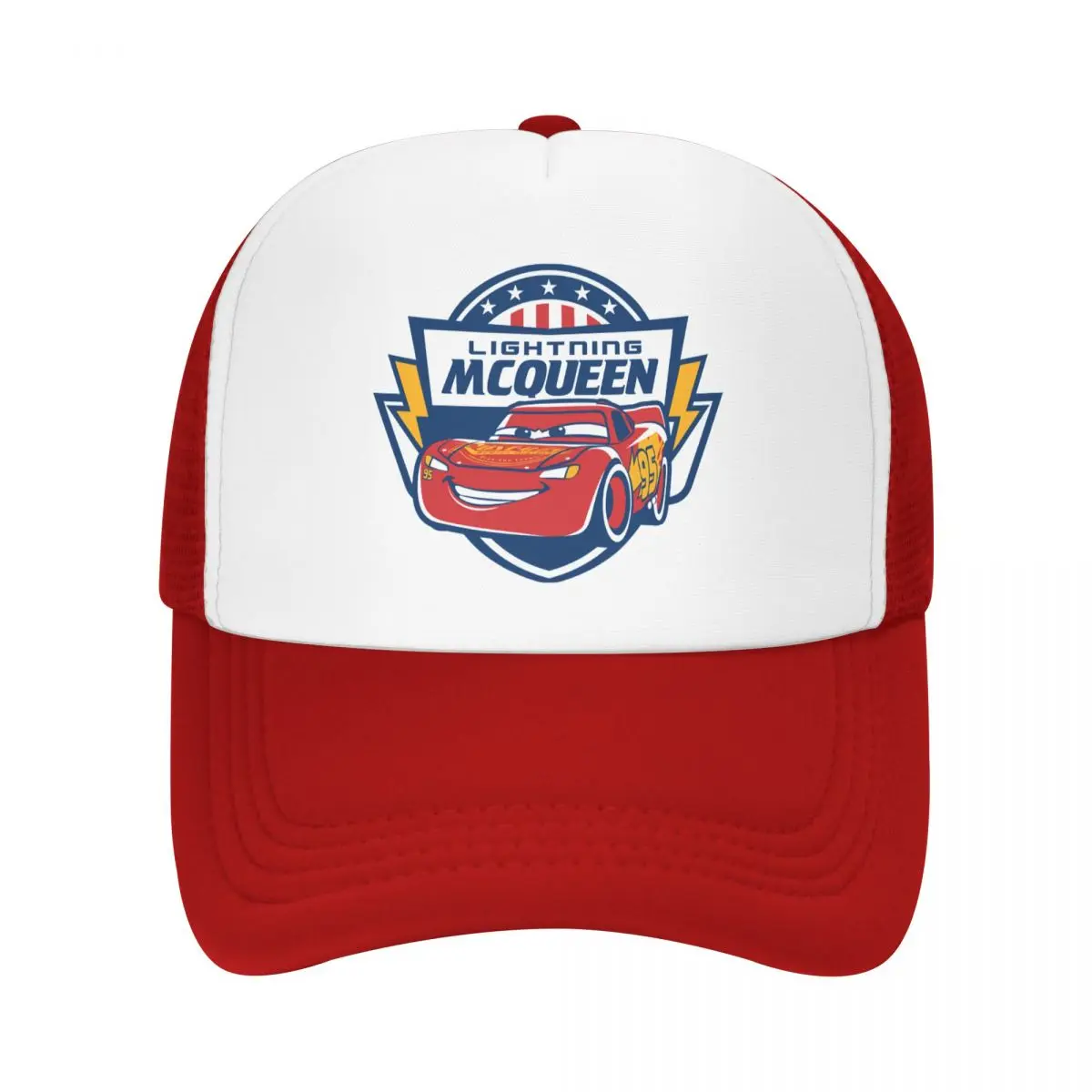 Cars 3 Lightning McQueen Cartoon Trucker Hats Adult Hip-Hop Hats Trucker Worker Cap Sun Caps Adjustable Mesh Baseball Cap Summer