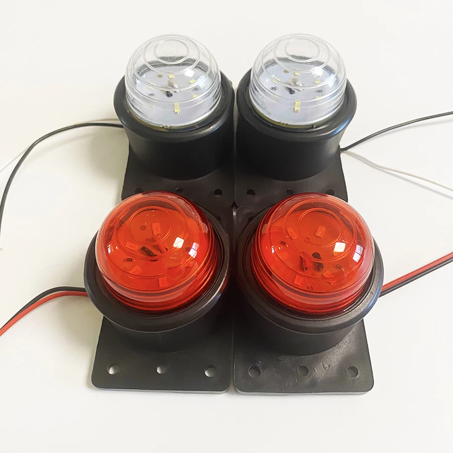 

2PCS Truck Trailer 6 LED 24V Dome Corner Lights Sidelights Red White Horn Lantern Waterproof Angle Modulation Caution Lamp