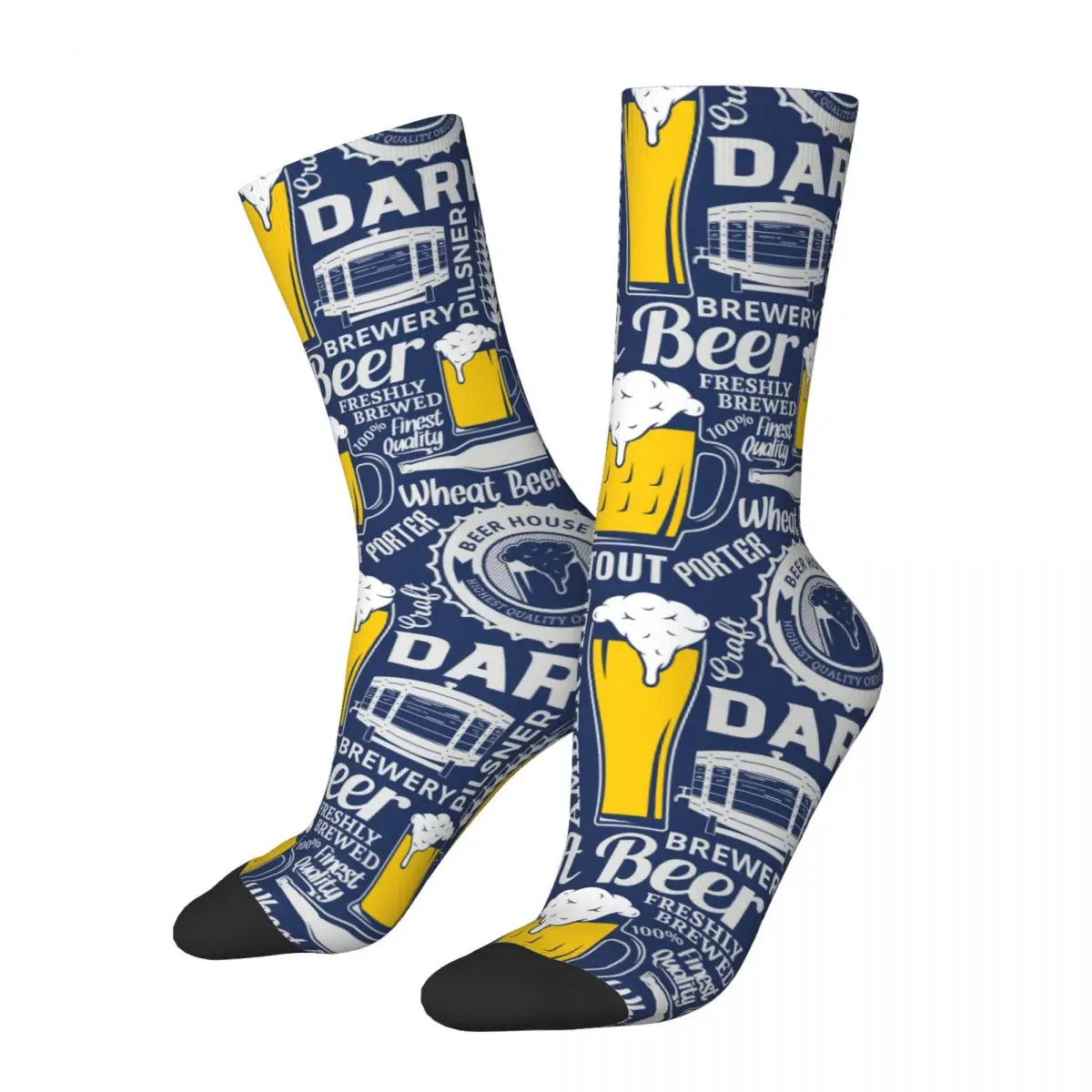 Calcetines divertidos para hombre y mujer, calcetín con estampado de Beer azul, primavera, verano, Otoño e Invierno