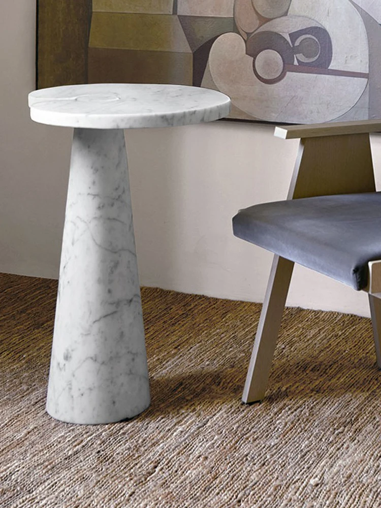 Nordic natural marble side table living room sofa and bedside corner table designer model small round table