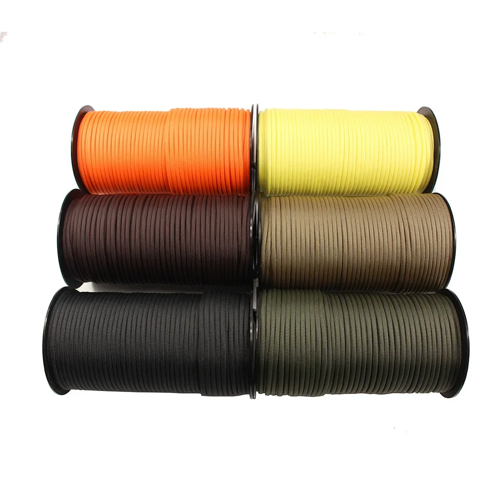 100M 550 Standard 9-Core Paracord Rope 4mm Outdoor Parachute Cord 9 Shares Camping Survival Rescue Rope Tent Tied Strap