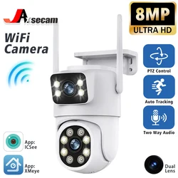 ICSee XMeye 8MP 4K Dual Lens WIFI Camera Dual Lens Remote Access Color Night Vision PTZ HD Security CCTV Surveillance Camera