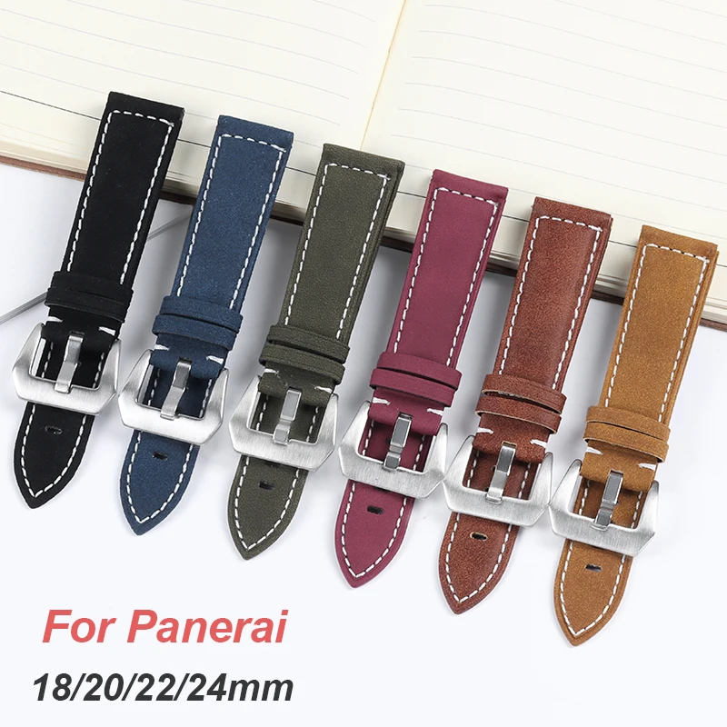 Cowhide Watchband Vintage Bracelet Matte Watch Strap for Women Men Black Blue Brown 18mm 20mm 22mm 24mm Wrist Band