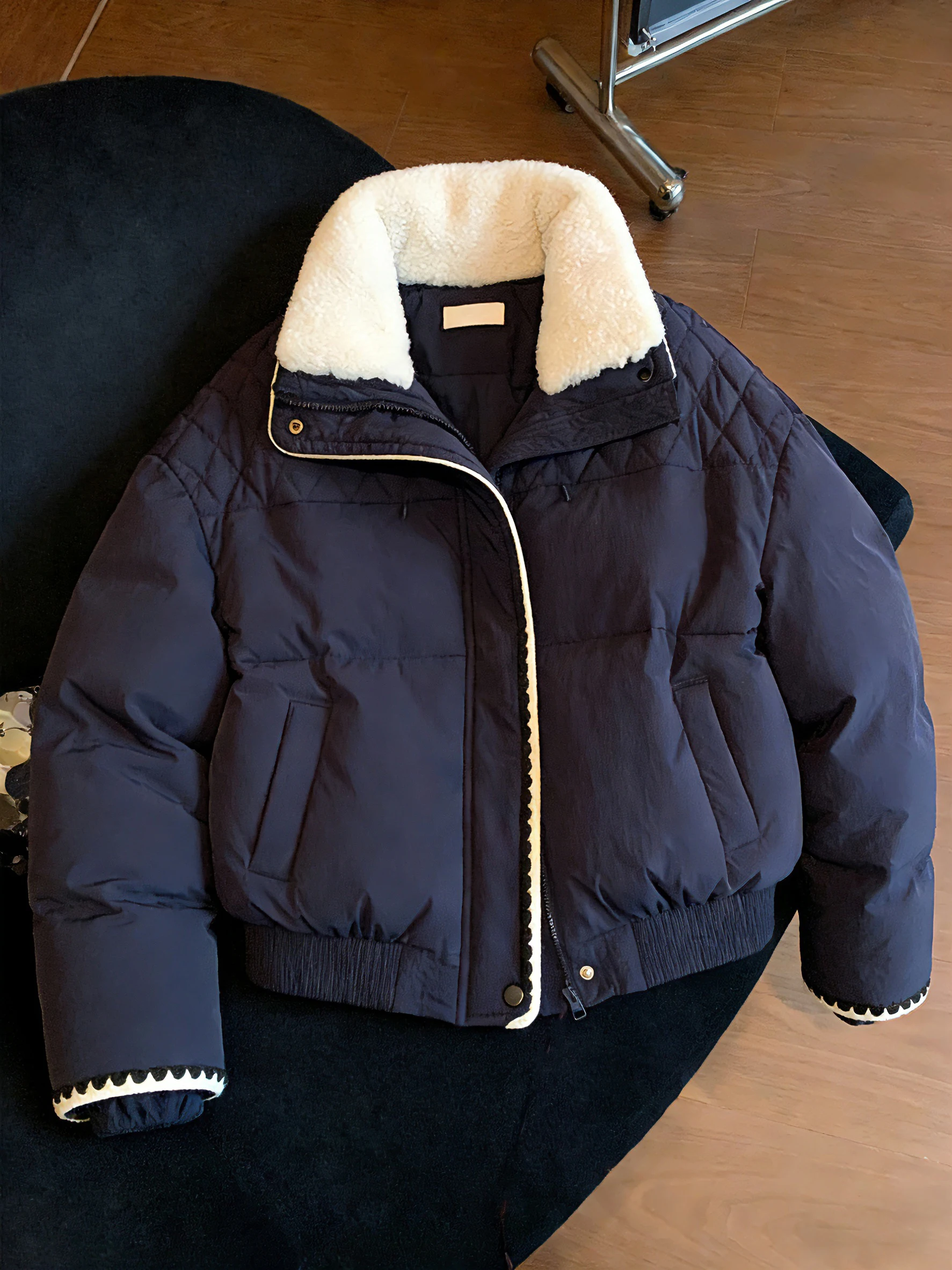 

Женская хлопковая куртка свободного кроя для осени и зимы, с защитой от холода, с комбинированным дизайном, теплая, с воротником, для невысоких, верхняя одежда