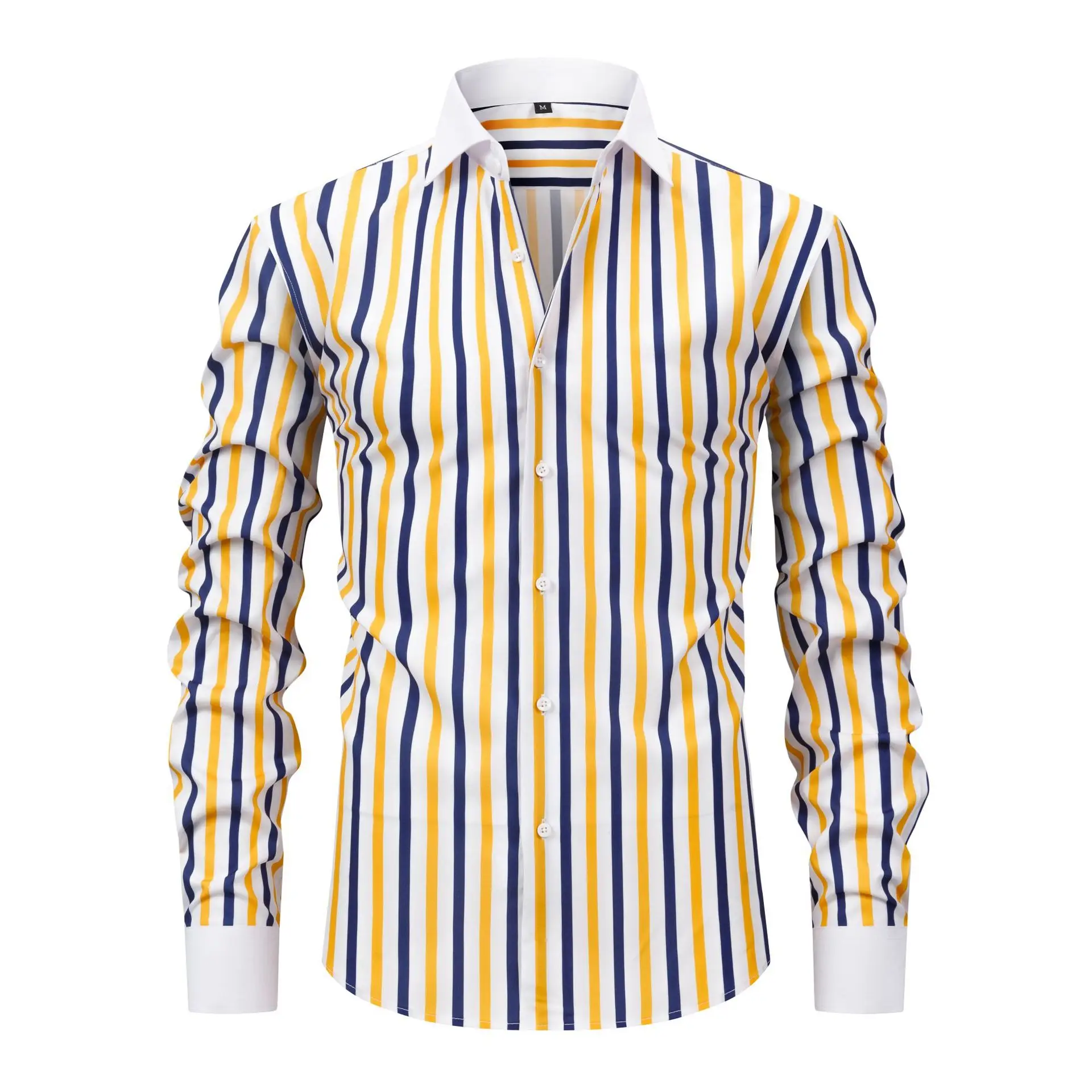 2025 New Men's Shirt White Classic French Cuff Long Sleeve Formal Business Buttons Male Dress Shirts Regular Fit Cufflinks Shirt