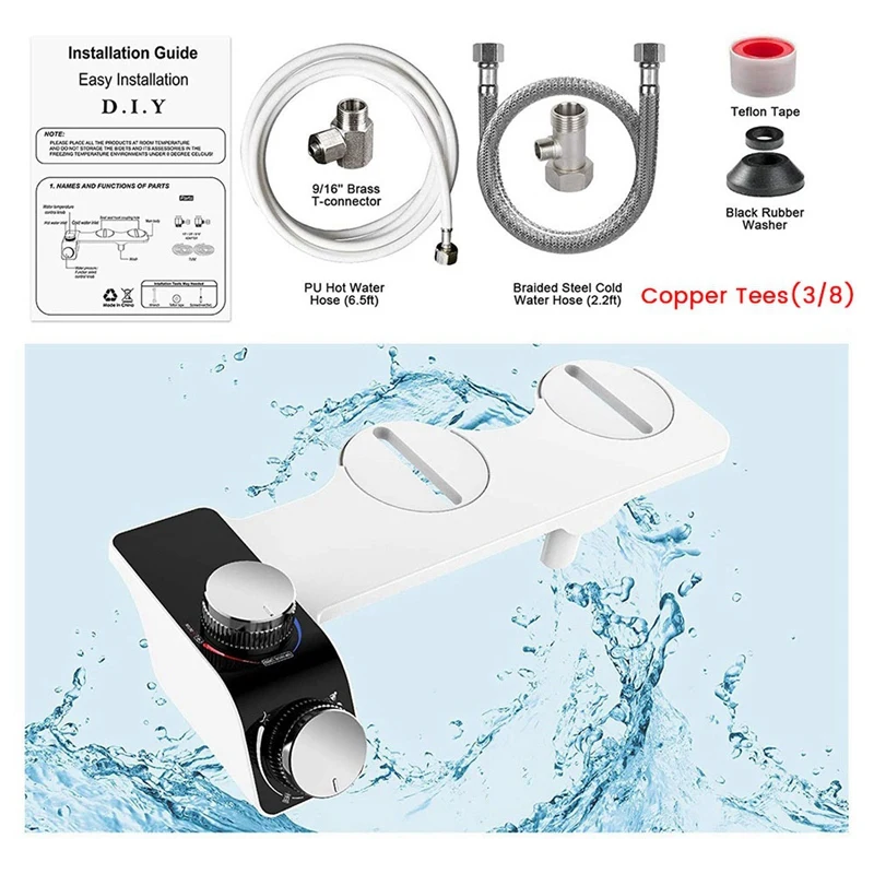 Hot And Cold Dual Spray Multifunctional Simple Installation Bidet No Electricity Smart Toilet Seat Butt Flusher