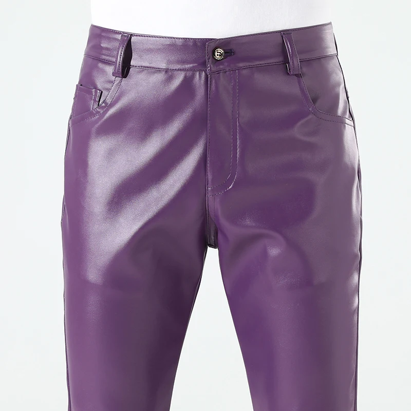 Herren Lederhose Skinny Fit Stretch Mode PU-Lederhose Party- & Tanzhose Dünn – Detail 5