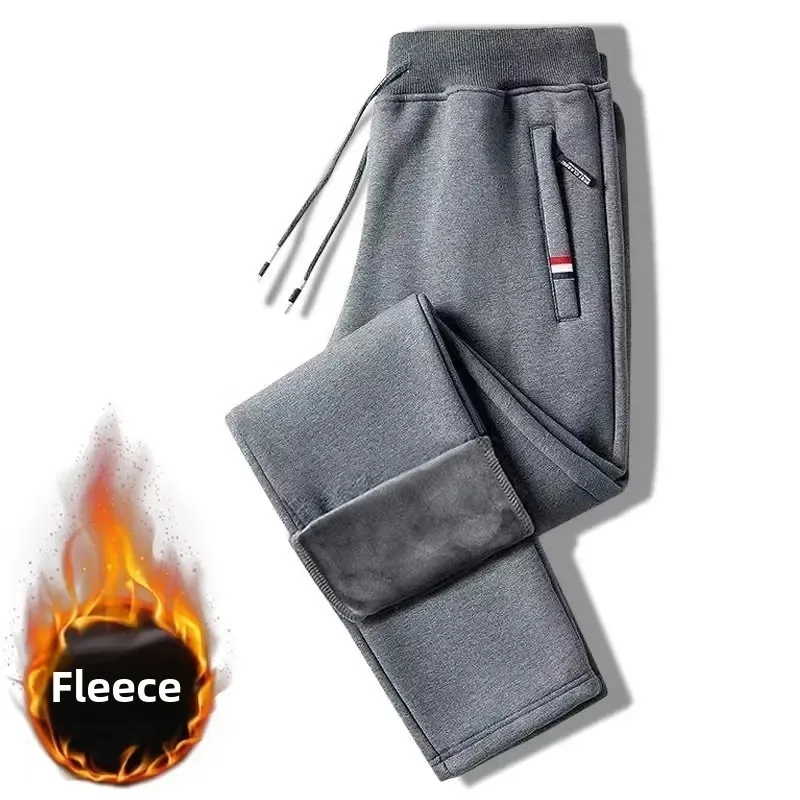 الرجال مبطنة بالصوف وسميكة الخريف/الشتاء نمط جديد النسخة الكورية التجارة الخارجية حجم كبير ثلاثة ألوان سستة بنطلون رياضي #5