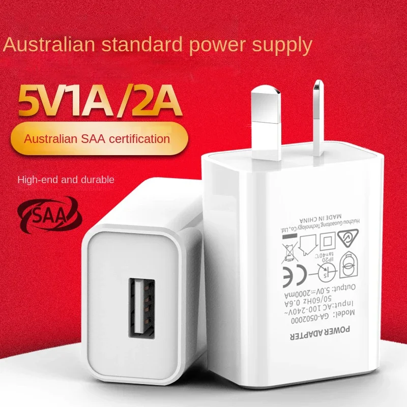 Australian Adapter 5V 1A 2A Fast Charging SAA Plug Mini USB Travel  Wall Charger  SAA Certified For Xiaomi huawei Phone Charge