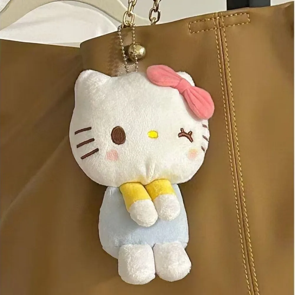 Sanrio Anime Hello Kitty Keychain Cute Cartoon Plush Doll Pendant Kawaii Plushie Backpack Pendant Keyring Girl Christmas Gift